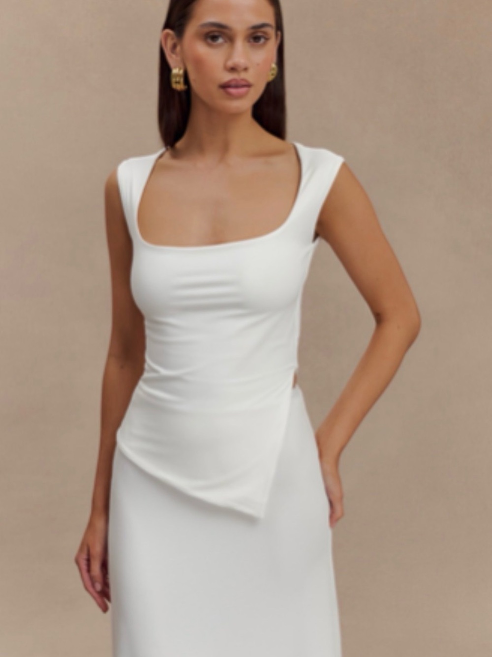 Meshki Lisette Asymmetric Recycled Nylon Top - White